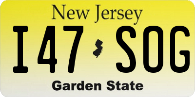 NJ license plate I47SOG