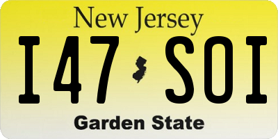 NJ license plate I47SOI