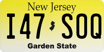 NJ license plate I47SOQ