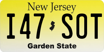 NJ license plate I47SOT