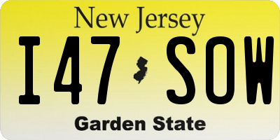 NJ license plate I47SOW
