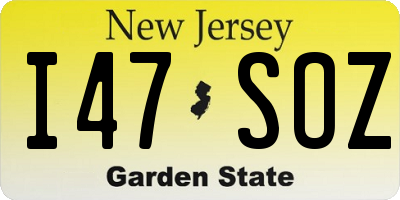 NJ license plate I47SOZ