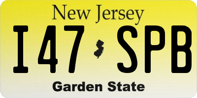 NJ license plate I47SPB