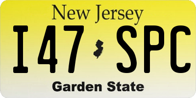 NJ license plate I47SPC