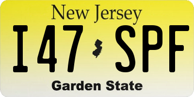 NJ license plate I47SPF