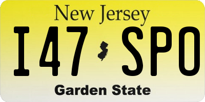 NJ license plate I47SPO
