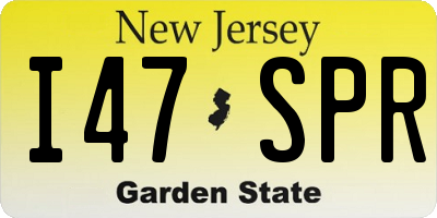 NJ license plate I47SPR