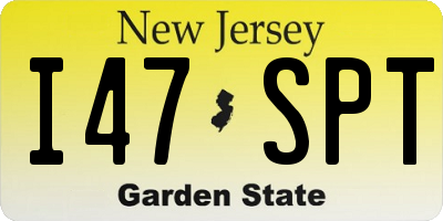 NJ license plate I47SPT