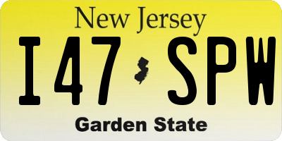 NJ license plate I47SPW