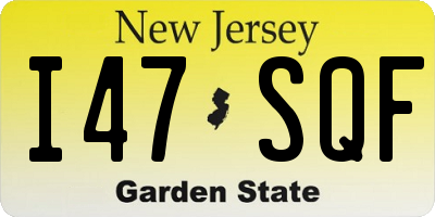 NJ license plate I47SQF
