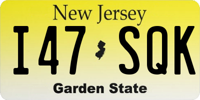 NJ license plate I47SQK