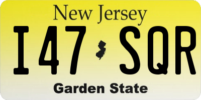 NJ license plate I47SQR