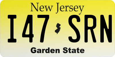 NJ license plate I47SRN