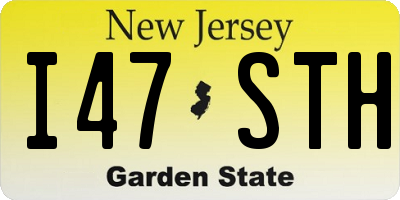 NJ license plate I47STH