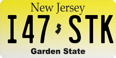 NJ license plate I47STK