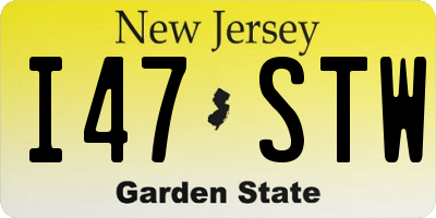 NJ license plate I47STW