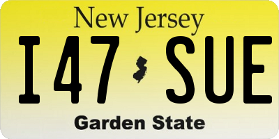 NJ license plate I47SUE