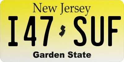NJ license plate I47SUF