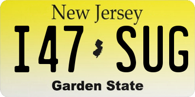 NJ license plate I47SUG