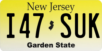 NJ license plate I47SUK