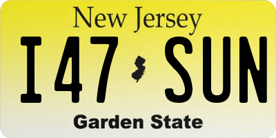 NJ license plate I47SUN