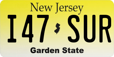 NJ license plate I47SUR