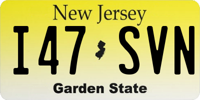 NJ license plate I47SVN