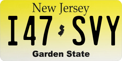 NJ license plate I47SVY