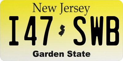 NJ license plate I47SWB