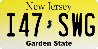 NJ license plate I47SWG