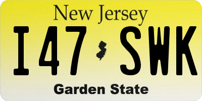 NJ license plate I47SWK