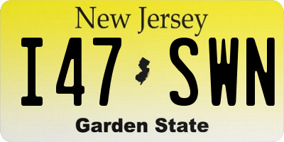 NJ license plate I47SWN