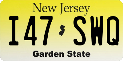 NJ license plate I47SWQ