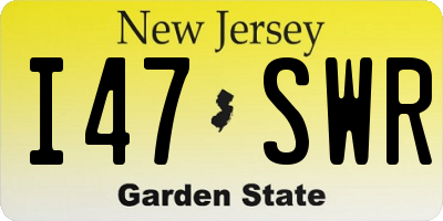 NJ license plate I47SWR