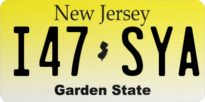 NJ license plate I47SYA