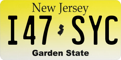 NJ license plate I47SYC