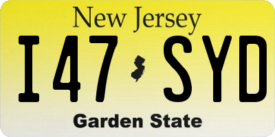 NJ license plate I47SYD