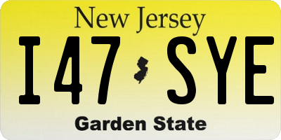 NJ license plate I47SYE