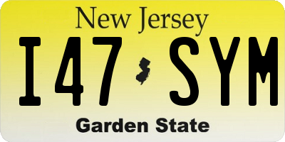 NJ license plate I47SYM