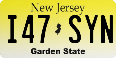 NJ license plate I47SYN