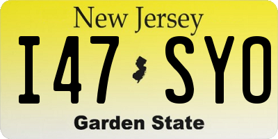 NJ license plate I47SYO
