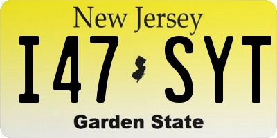 NJ license plate I47SYT