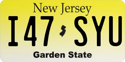 NJ license plate I47SYU