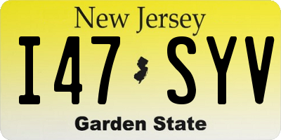 NJ license plate I47SYV