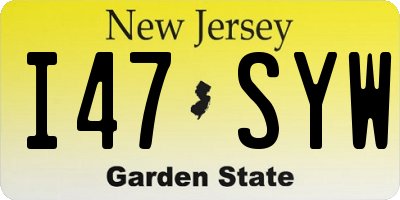 NJ license plate I47SYW