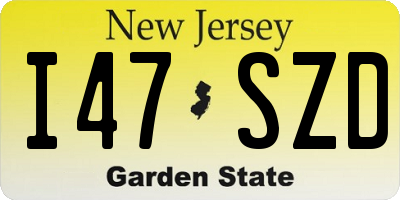 NJ license plate I47SZD