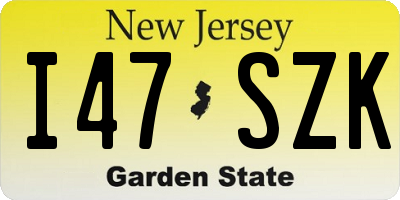 NJ license plate I47SZK