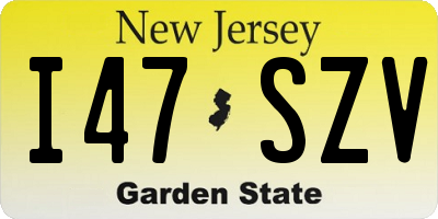 NJ license plate I47SZV