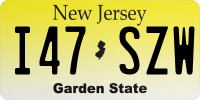 NJ license plate I47SZW