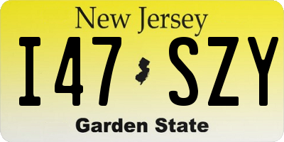 NJ license plate I47SZY